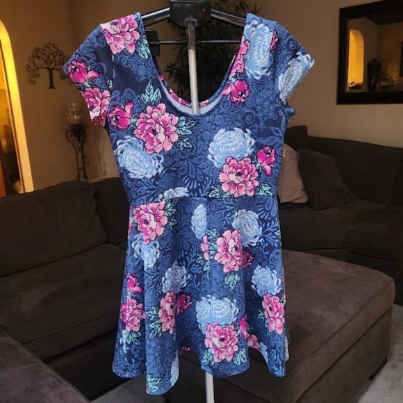 Planet Gold floral print flare junior dress sz XL - Picture 2 of 5